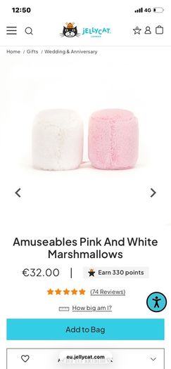 New JELLYCAT Amuseables Pink & White Marshmallows