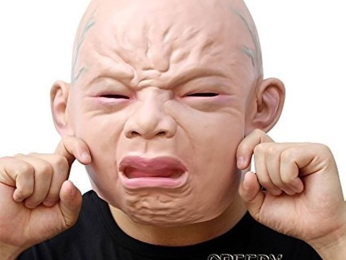 Crying Baby Face Mask Human Realistic Latex Full Head Masks for Halloween Costume Party Carnival Cosplay