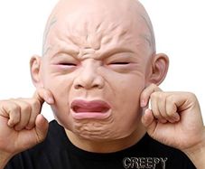 Crying Baby Face Mask Human Realistic Latex Full Head Masks for Halloween Costume Party Carnival Cosplay