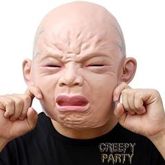 Crying Baby Face Mask Human Realistic Latex Full Head Masks for Halloween Costume Party Carnival Cosplay