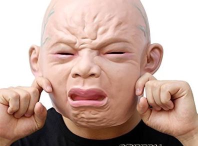 Crying Baby Face Mask Human Realistic Latex Full Head Masks for Halloween Costume Party Carnival Cosplay