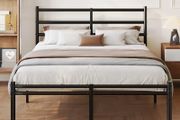 Double Bed Frame with Headboard and Footboard 4ft6 Metal Platform Bed Frame, 36 cm High, Modern Style, Under Bed Storage, Noise Free, Easy Assembly, Black
