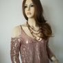 Rose gold Zara dress with matching bag and necklace Image 2