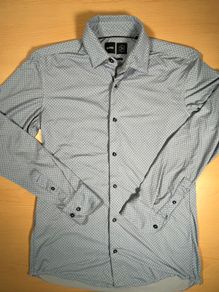 Hugo Boss Shirt Mens - 38 S 15 - Blue Diamond Check - Performance Hank Kent Slim Fit
