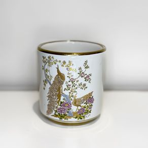 Neofitou Handcrafted Ceramic Cylindrical Tumbler with 24k gold plated rim