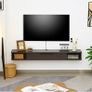 Wall-mounted TV Cabinet Stand, 140cm Floating Media Console Under TV, Entertainment Shelf Center for Bedroom and Living Room, Greyish-Coffee Image 3