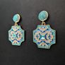 Vintage Art Deco Style Blue Crystal Drop Gold Earrings Image 2