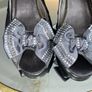 Ladies Silver-Grey Slingback Shoes with Bow Detail Image 6