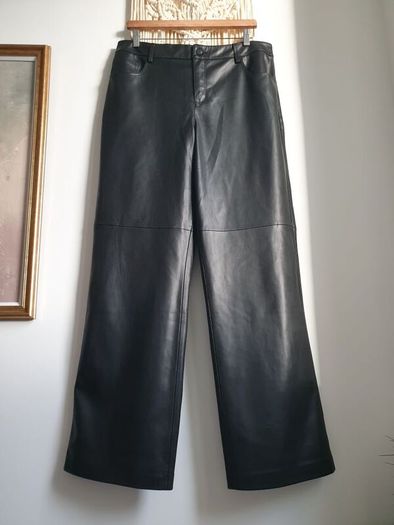 Mango faux leather trousers size uk 14