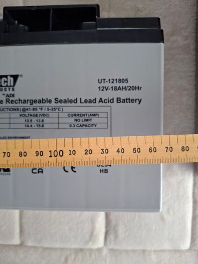Ultratech Ut-1270 12v - 18ah Lead Acid Rechargeable 20hr Battery Brand New  !
