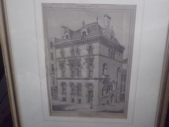 a antique engraving of crown life office dublin  1873