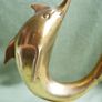Vintage Brass Dolphin Statue: Mid-Century Beach Decor Image 3