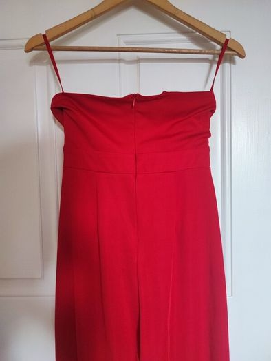 Elegant red pleated jumpsuit for parties and events UK 8