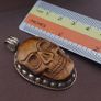 ress Vintage Tiger Eye Carved Stone Skull Shape Vintage Brass Desgin Pendant Image 4