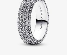 Pandora Timeless Pave Triple-row Ring Sterling silver. Size 52