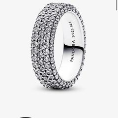 Pandora Timeless Pave Triple-row Ring Sterling silver. Size 52