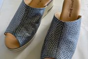 Blue/silver mule wedges size 39