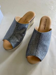 Blue/silver mule wedges size 39