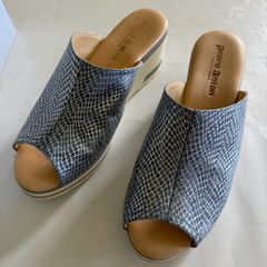 Blue/silver mule wedges size 39