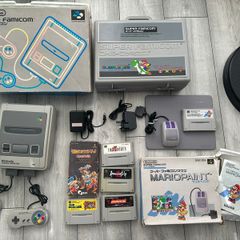 SNES Nintendo Super Famicom Console SFC w/AV Cable AC Adapter Cartridge Japan