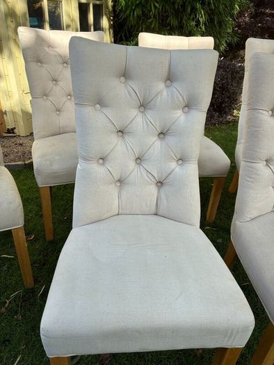 6 x Upholstered Button-Back Dining Chairs  Oak