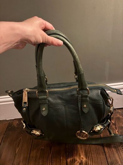 Kenneth Cole Forest Green Pebbled Leather Satchel Bag (Terenure)