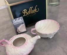 Rare Neptune Pink Tea for one set 2011 Belleek Masterpiece collection