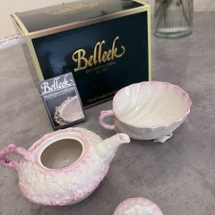 Rare Neptune Pink Tea for one set 2011 Belleek Masterpiece collection