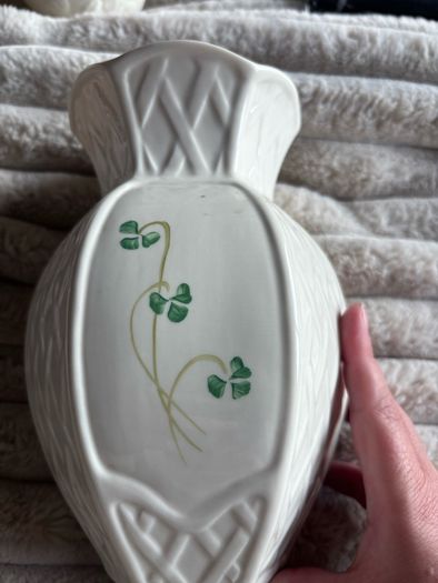 Belleek Ireland Shamrock Trellis Vase 8" (Parian China)