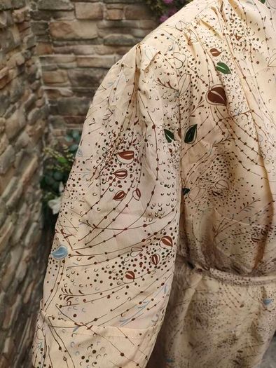 Vintage dress 1940s style beige with brown blue floral print size 12 14 Postage included