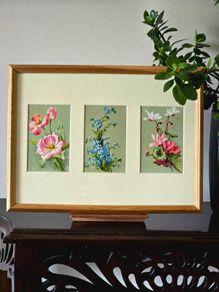 Framed Original Vintage Botanical Postcards