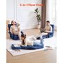 Floor Chair, 5 Adjustable Positions Folding Floor Gaming Chair with Back Support, Armrests, and Cushion, Sturdy Metal Frame with Recycled Foam and Linen Fabric, for Reading, Relaxing, Dark Blue Image 3
