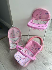 Doll Play high chair, bouncer & carrier