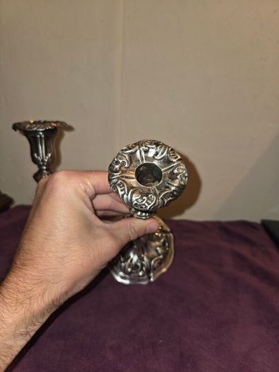 Pair of Silver Art Nouveau Candlestick Holders