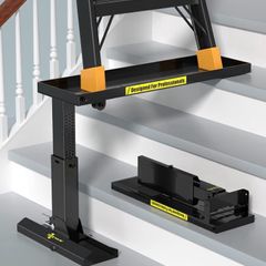 Foldable Ladder Levelers for Stairs Heavy Duty Ladder Extender Adjustable Stair Platform with Non Slip Mat Fits Ladders with Feet Spacing for Safe Height Adjustment