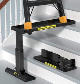 Foldable Ladder Levelers for Stairs Heavy Duty Ladder Extender Adjustable Stair Platform with Non Slip Mat Fits Ladders with Feet Spacing for Safe Height Adjustment