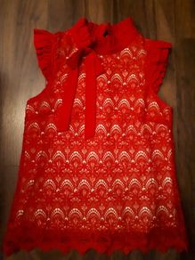 Wolf & Whistle Red Lace top (Size 10)