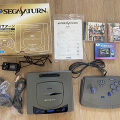 Sega Saturn HST-0004 Grey Boxed with Sega Rally & Virtua Fighter + Saroo Cartridge with Games with micro SD 8GB + Virtua Stick HSS-0104