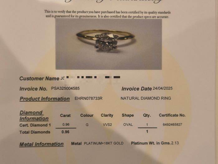 Diamond ring 0.96ct oval diamond GIA cert