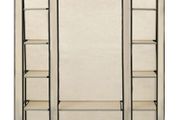 _Wardrobe with Compartments and Rods Cream 150x45x176 cm Fabric