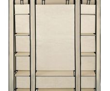 _Wardrobe with Compartments and Rods Cream 150x45x176 cm Fabric