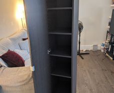 Tall Black Storage Shelf Unit with Door
