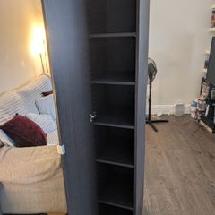 Tall Black Storage Shelf Unit with Door