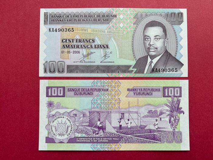 Burundi  100. Francs. 2006. Pick 37e    ( Uncirculated )