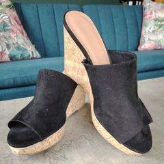 Black Suede Wedge Size 6