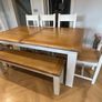 Large extendable 8 seater table with 5 chairs and a bench Image 3