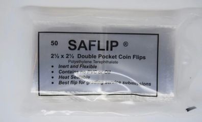 Saflip 2.5x2.5 coin holders double pocket flips wallets holders museum quality 50 flips in sealed packet