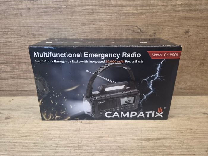 Crank Radio with Solar & Hand Crank, Emergency Radio with 20,000 mAh Power Bank, Outdoor, Camping & Survival, AM/FM Radio with LCD Display