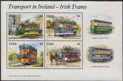 1987 Ireland Trams Commemorative Stamps Miniature Sheet Mint Never Hinged (MNH)