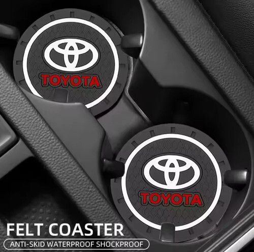 2Pcs Leather Coaster Anti-noise Water Cup Pad Cushion For Toyota TRD Gazoo Racing Corolla Yaris Chr Auris Rav4